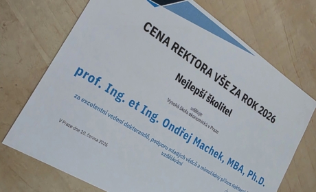 Prof. Ondřej Machek oceněn jako nejlepší školitel VŠE